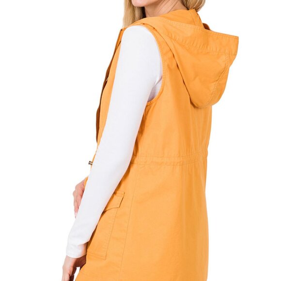 Loose fit drawstring waist military hoodie vest - Picture 2 of 3